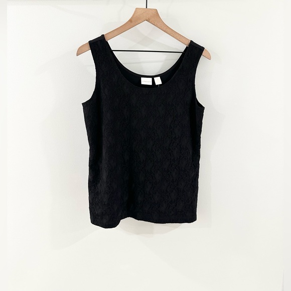 NWT Chico’s Lace Contemporary Basic Knit Tank In Black Size 2 (Large/12) - Picture 1 of 5